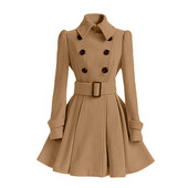 Koreaanse Vrouwen Wollen Vjetrovka Overjas Jas Rood Zwart Grijs Herfst Winter Lange Mouw Dubbele Knop Front Big Swing Jassen