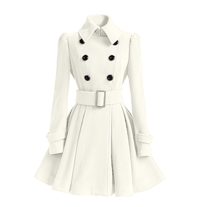 Koreaanse Vrouwen Wollen Vjetrovka Overjas Jas Rood Zwart Grijs Herfst Winter Lange Mouw Dubbele Knop Front Big Swing Jassen