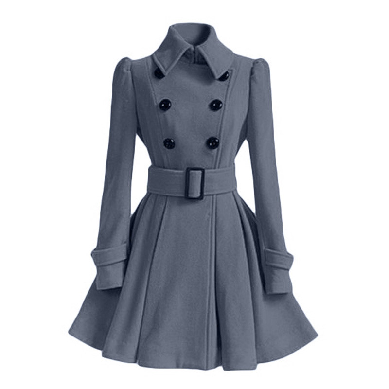 Koreaanse Vrouwen Wollen Vjetrovka Overjas Jas Rood Zwart Grijs Herfst Winter Lange Mouw Dubbele Knop Front Big Swing Jassen