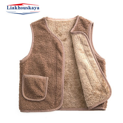 Dječji zimski prsluk od 80-130 cm za djevojčice Gornja odjeća Debeli plišani prsluk s jednorednim kopčanjem s V izrezom Dječji topli modni topli plišani kaput