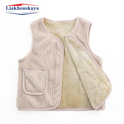 Dječji zimski prsluk od 80-130 cm za djevojčice Gornja odjeća Debeli plišani prsluk s jednorednim kopčanjem s V izrezom Dječji topli modni topli plišani kaput