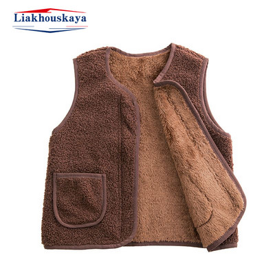 Dječji zimski prsluk od 80-130 cm za djevojčice Gornja odjeća Debeli plišani prsluk s jednorednim kopčanjem s V izrezom Dječji topli modni topli plišani kaput