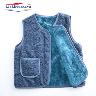 Dječji zimski prsluk od 80-130 cm za djevojčice Gornja odjeća Debeli plišani prsluk s jednorednim kopčanjem s V izrezom Dječji topli modni topli plišani kaput