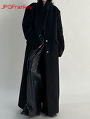 Palton negru de lână, toamnă și iarnă, pentru femei, design nou Sense Hepburn Wind, haină lungă de lână, haine și jachete femei