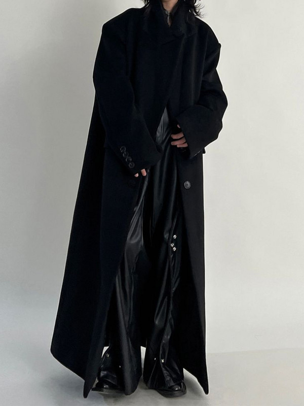 Palton negru de lână, toamnă și iarnă, pentru femei, design nou Sense Hepburn Wind, haină lungă de lână, haine și jachete femei