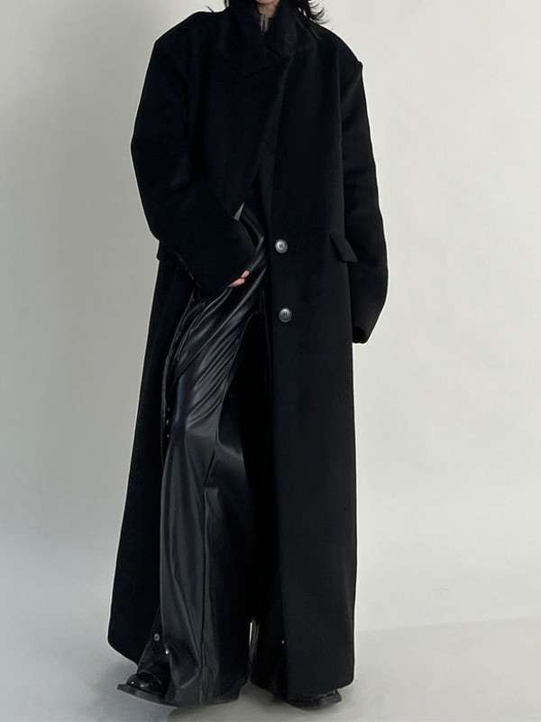 Palton negru de lână, toamnă și iarnă, pentru femei, design nou Sense Hepburn Wind, haină lungă de lână, haine și jachete femei