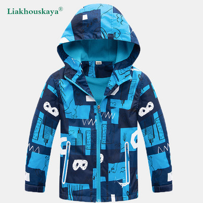 Vējjaka zēniem 2022. gada modes pavasara rudens bērnu virsdrēbes Kapuce silts polārais vilnas ūdensnecaurlaidīgs lietusmētelis flīsa mētelis 4-15 t
