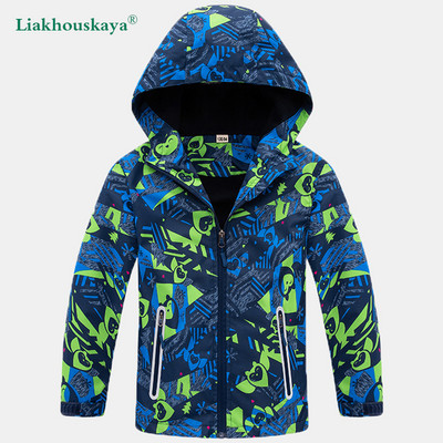 Vējjaka zēniem 2022. gada modes pavasara rudens bērnu virsdrēbes Kapuce silts polārais vilnas ūdensnecaurlaidīgs lietusmētelis flīsa mētelis 4-15 t