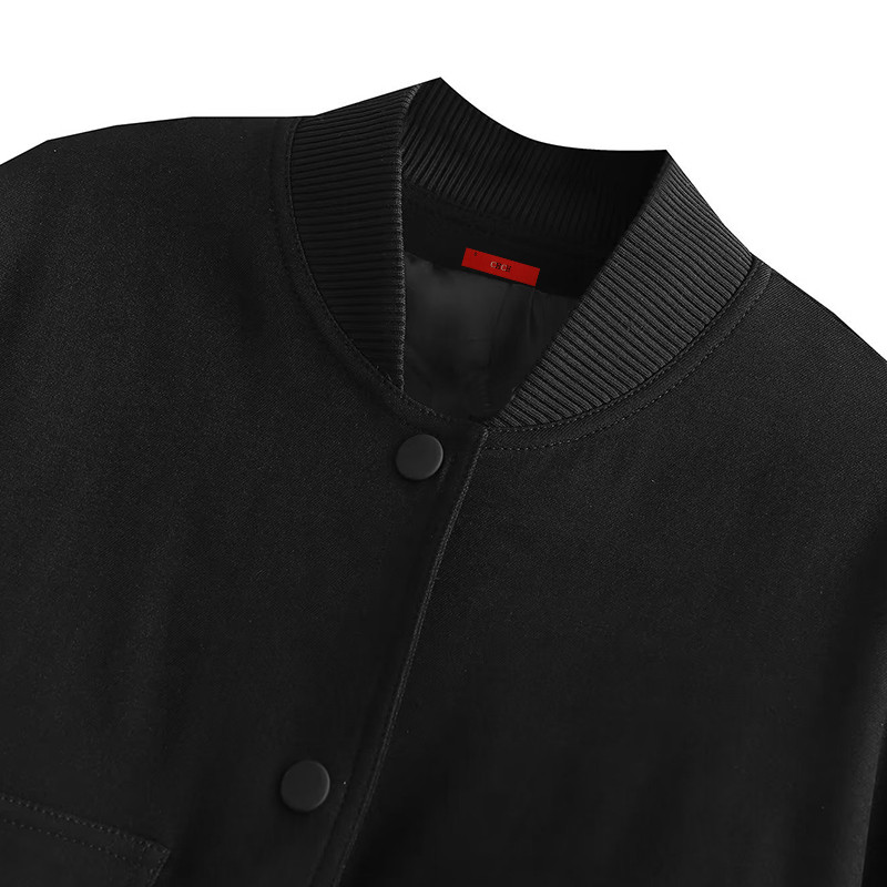 Ženska bomber jakna Modni kaput s džepovima Retro Jednobojna jakna dugih rukava s prednjim dugmetom Ženska elegantna jakna s patentnim zatvaračem na rever