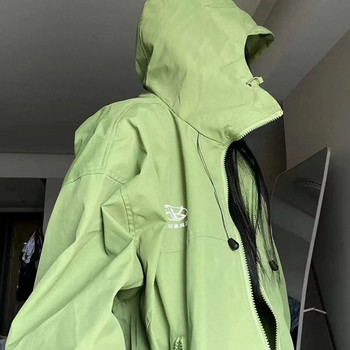 Дамско яке с качулка Harajuku Windbreaker Палто Спортно облекло Палта Горна част с дълъг ръкав Суичър с цип Свободно облекло