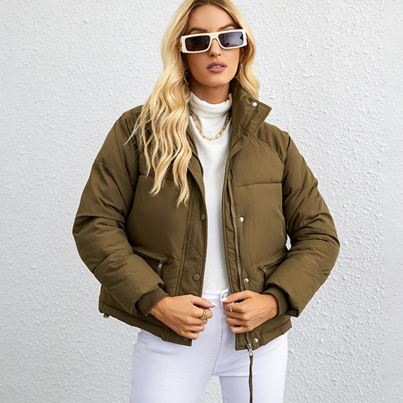 Nova jesensko-zimska puhasta jakna za 2023. Ženska ležerna jakna s patentnim zatvaračem, debele tople parke, kaput Ženske pamučne crno-bijele široke kratke jakne