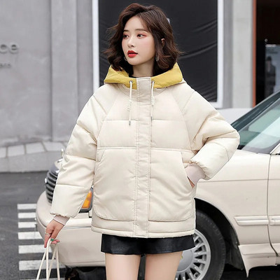 2023 New Fashion Parkas scurte Jachetă de iarnă pentru femei Jachetă din bumbac cu glugă din puf pentru femeie, ocazională, din bumbac, haină groasă, caldă.