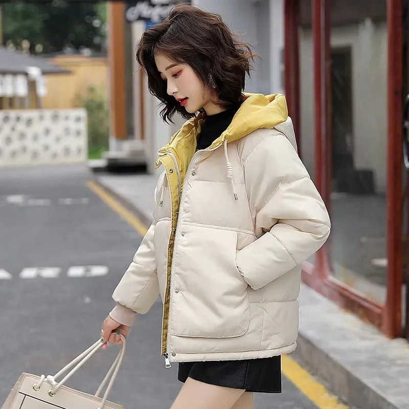 2023 New Fashion Parkas scurte Jachetă de iarnă pentru femei Jachetă din bumbac cu glugă din puf pentru femeie, ocazională, din bumbac, haină groasă, caldă.