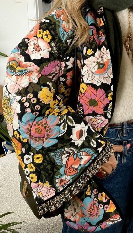 Retromantlid naistele Tänavarõivad Sügis- ja talverõivad, 2023. aasta moodne vabaaja poolavatud krae, lainelise varrukaga prinditud jope Y2k naisterahvas