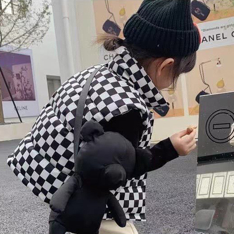 HoneyCherry Nova karirana topla podstavljena vesta za djevojčice Vanjski prsluk za bebe Zimska odjeća za djevojčice Prsluk