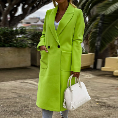 Korejske žene proljeće jesen smeđa labava jakna dugi vuneni kaput vuneni kaput dugi kardigan s podijeljenim porubom gornja odjeća