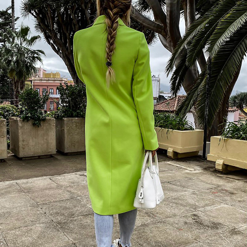 Korejske žene proljeće jesen smeđa labava jakna dugi vuneni kaput vuneni kaput dugi kardigan s podijeljenim porubom gornja odjeća