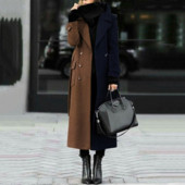 2022. gada jauna stila raibveida druka Garš ziemas vilnas mētelis Sieviešu silts korejiešu ikdienišķs brīvs, nolaižams apkakles jaka ar garām piedurknēm ziemas jaka