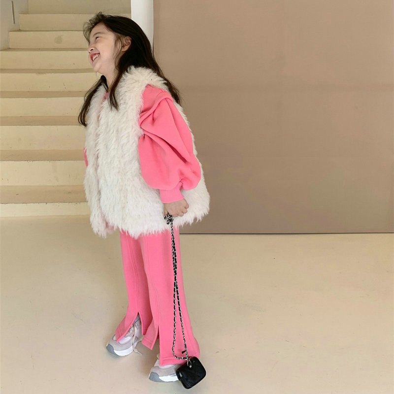 Vestă cu păr lung pentru copii, haină ocazională îngroșată, vestă caldă versatilă, haină de toamnă pentru fete, îmbrăcăminte de iarnă, cardigan