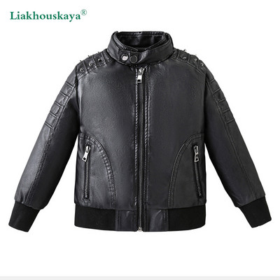 Jachete din piele Pu copii Toamna Iarnă Jachete din piele pentru copii Motociclete Moda băieți Paltoane Pu Copii Topuri cu fermoar