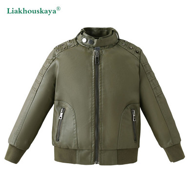 Jachete din piele Pu copii Toamna Iarnă Jachete din piele pentru copii Motociclete Moda băieți Paltoane Pu Copii Topuri cu fermoar