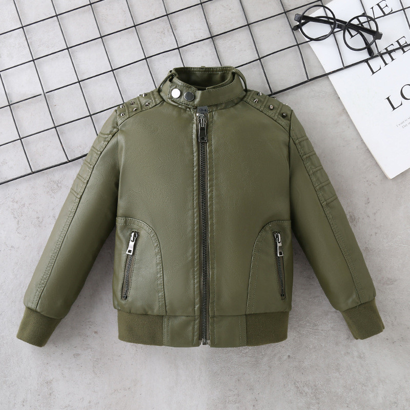 Jachete din piele Pu copii Toamna Iarnă Jachete din piele pentru copii Motociclete Moda băieți Paltoane Pu Copii Topuri cu fermoar