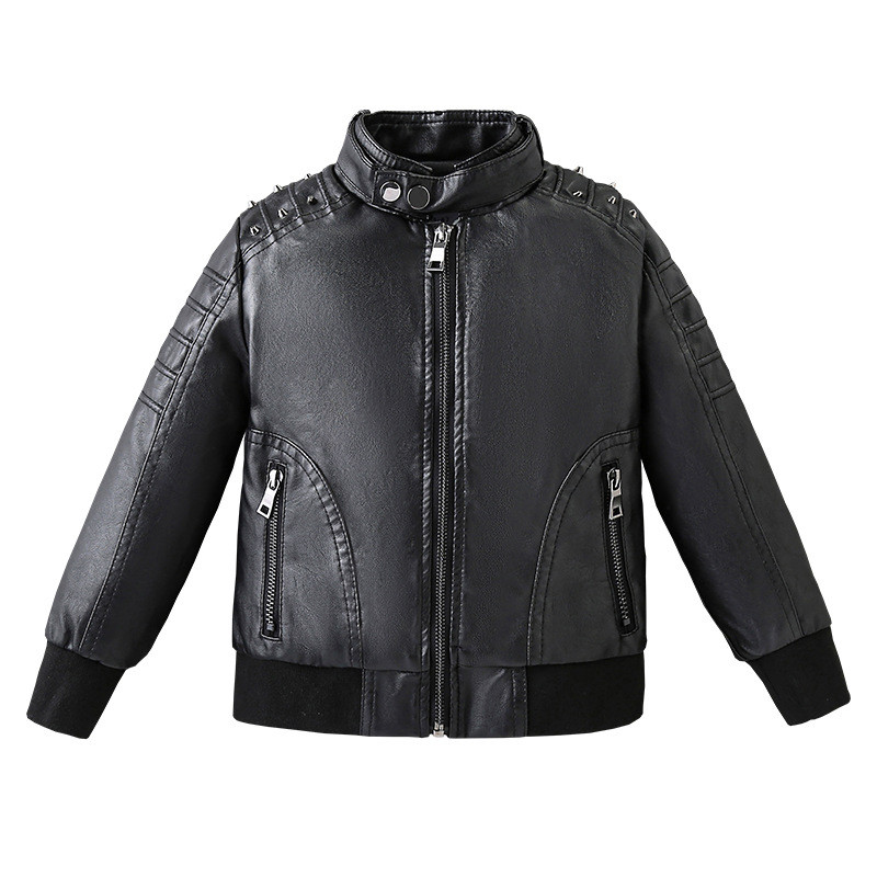 Jachete din piele Pu copii Toamna Iarnă Jachete din piele pentru copii Motociclete Moda băieți Paltoane Pu Copii Topuri cu fermoar