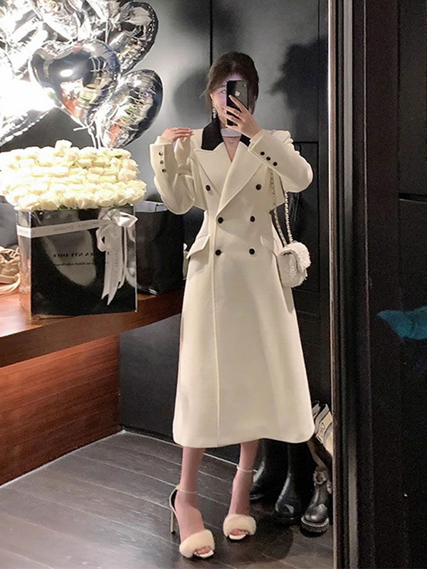 [YA Studio] 2023, noua modă de iarnă, personalizată celebritate, haină de lână Heben, lungime medie, pentru femei