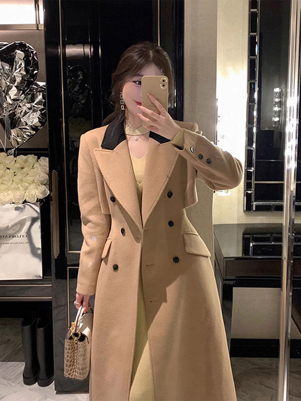 [YA Studio] 2023, noua modă de iarnă, personalizată celebritate, haină de lână Heben, lungime medie, pentru femei