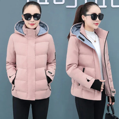 Sieviešu jakas 2023. g. Jauna Parkas ziemas jaka Sieviešu mētelis ar kapuci, kokvilnas polsterējums, silts Parka brīvs mētelis, virsdrēbes XXXL