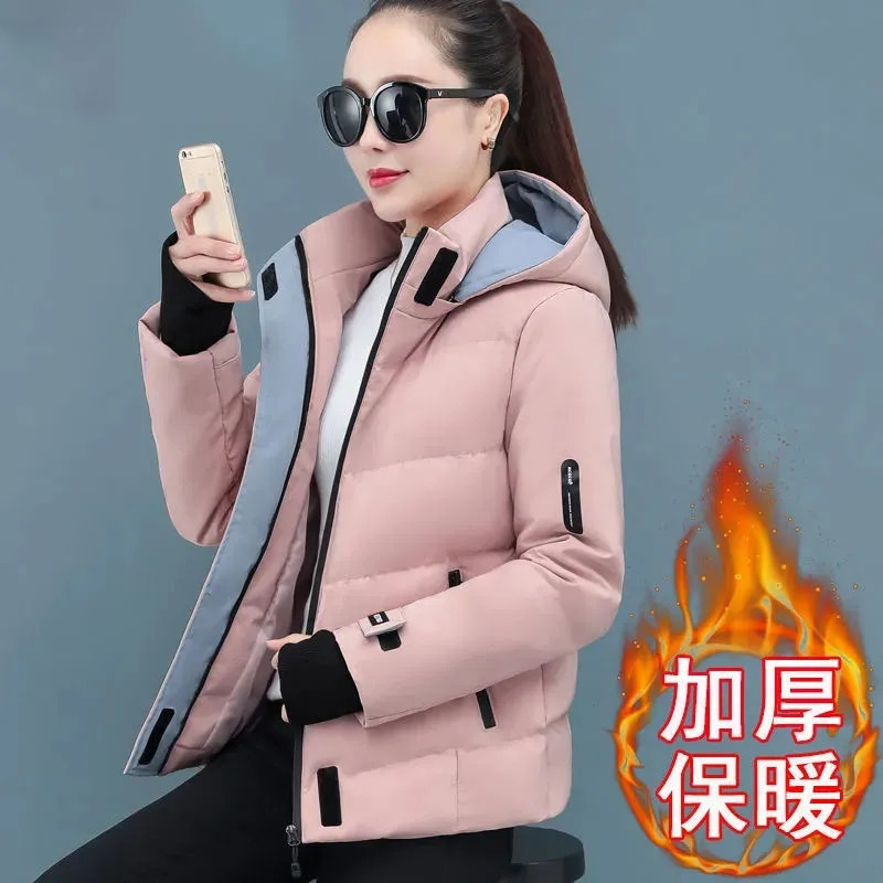 Sieviešu jakas 2023. g. Jauna Parkas ziemas jaka Sieviešu mētelis ar kapuci, kokvilnas polsterējums, silts Parka brīvs mētelis, virsdrēbes XXXL