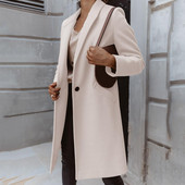 Palton de toamnă de iarnă, de culoare uni, buzunare, cardigan, elegant, lejer, mâneci lungi, închidere cu nasturi, jachetă cu guler răsturnat, haină pentru muncă