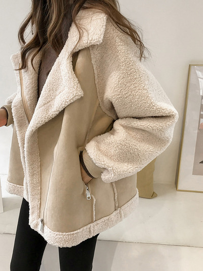 Jachetă de damă, toamnă iarnă, nou în vintage, haină de catifea cu gât polo, haine de iarnă pentru femei, îmbrăcăminte de stradă în stil coreean.