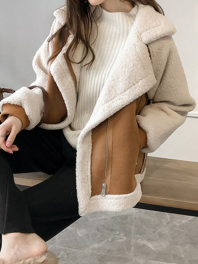 Jachetă de damă, toamnă iarnă, nou în vintage, haină de catifea cu gât polo, haine de iarnă pentru femei, îmbrăcăminte de stradă în stil coreean.