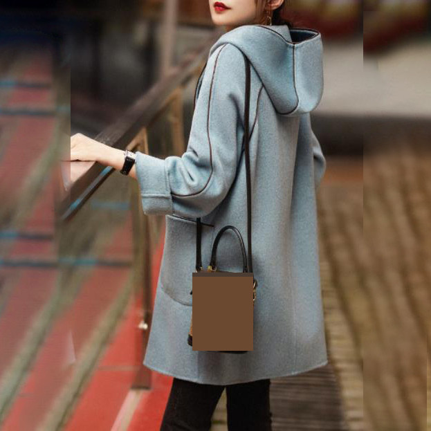 haină cu glugă, cu mâneci lungi, haină de lână de lungime medie, tendință feminină, paltoane de iarnă pentru femei, trench stil coreean