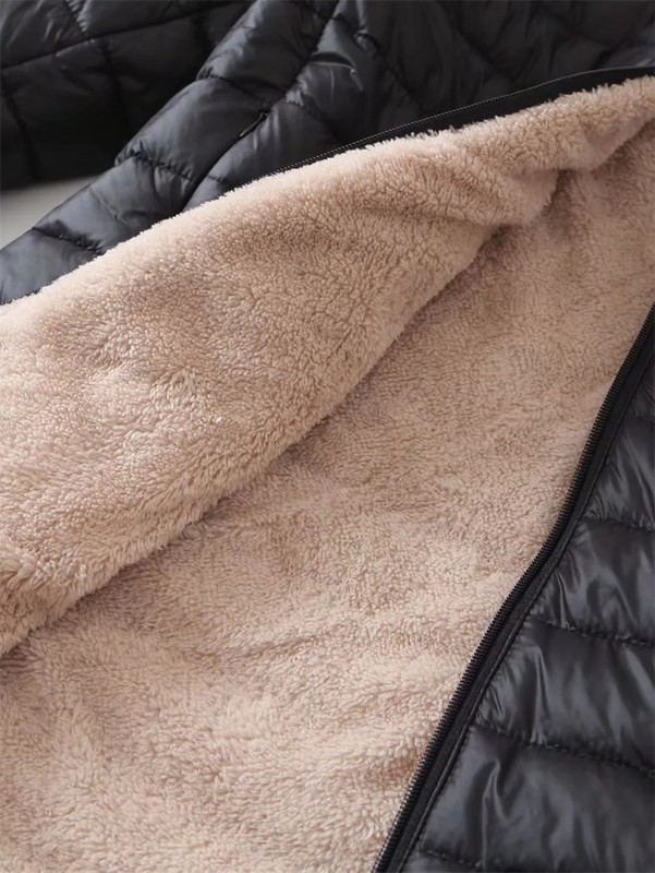 Jachetă din bumbac cu glugă de lungime mijlocie de iarnă 2023 pentru femei, toamnă, ușoară, căptușeală de pluș, parka solidă pentru femei, îmbrăcăminte cu fermoar pentru femei