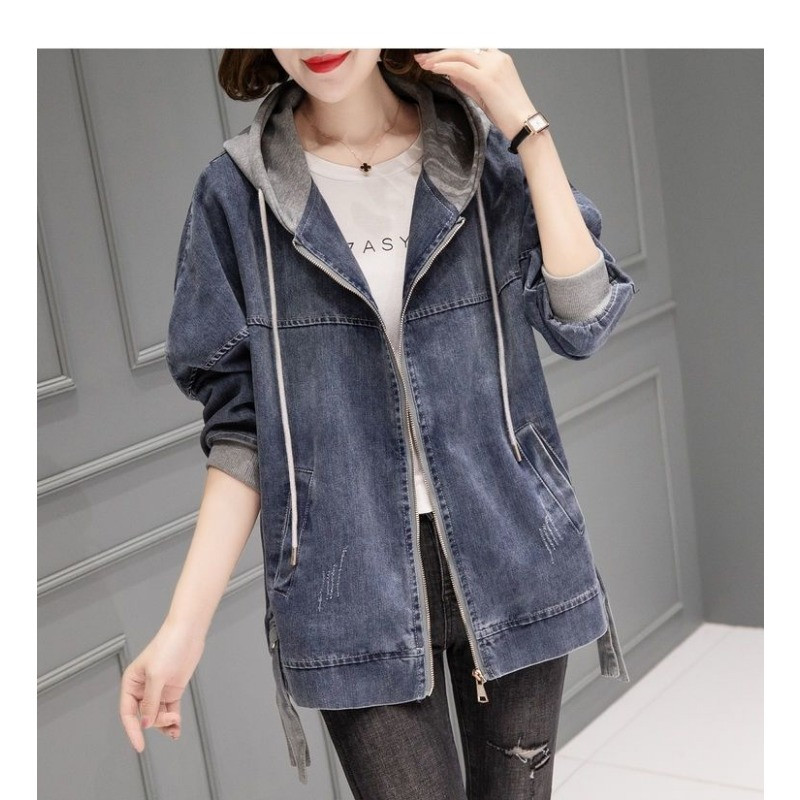 Jachetă de blugi pentru femei, primăvară și toamnă, 2023, versiune nouă, ocazional, scurtă, uniformă de baseball cu glugă, haine de sus, haină.