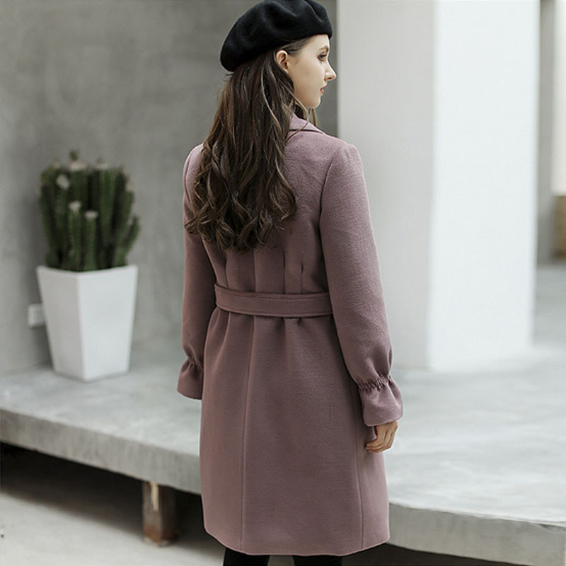 Jachetă nouă subțire de lână, pentru femei, cu un singur nasture, haină de lână pentru vânt, de modă, haină de pânză, haină de culoare pură, temperament pentru femei