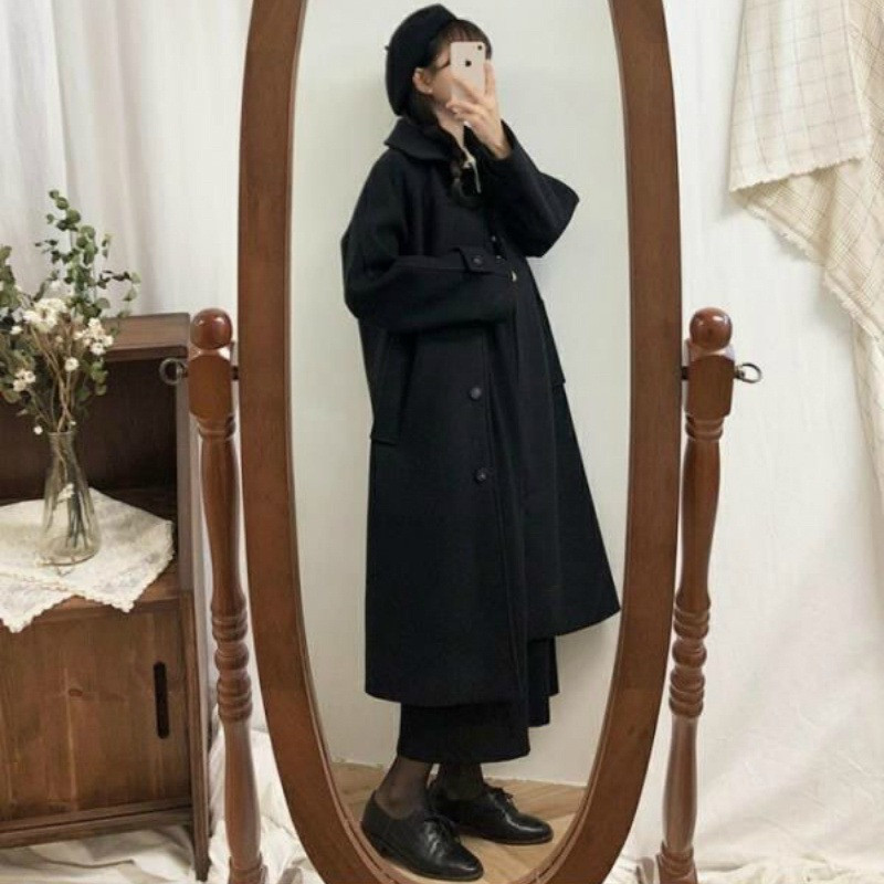 Ženski kaputi Dugi, elegantni ženski uski kaputi s jednim kopčanjem za slobodno vrijeme Crni univerzalni kaput Ženska zimska jakna Ženska jakna