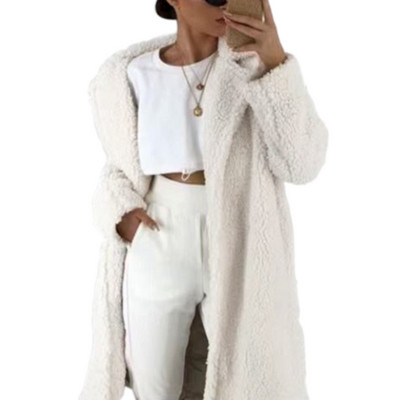 Palton de lână femei îmbrăcăminte caldă guler crestat de pluș Jachetă de blană lejeră haină de iarnă cardigan largi Trench Jachetă solidă pentru femei 2019