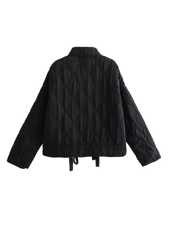 Nlzgmsj TRAF Prevelike ženske parke 2023. Zimske parke dugih rukava s velikim džepovima, labava prošivena podstavljena jakna Ženski kratki top pamučni kaput