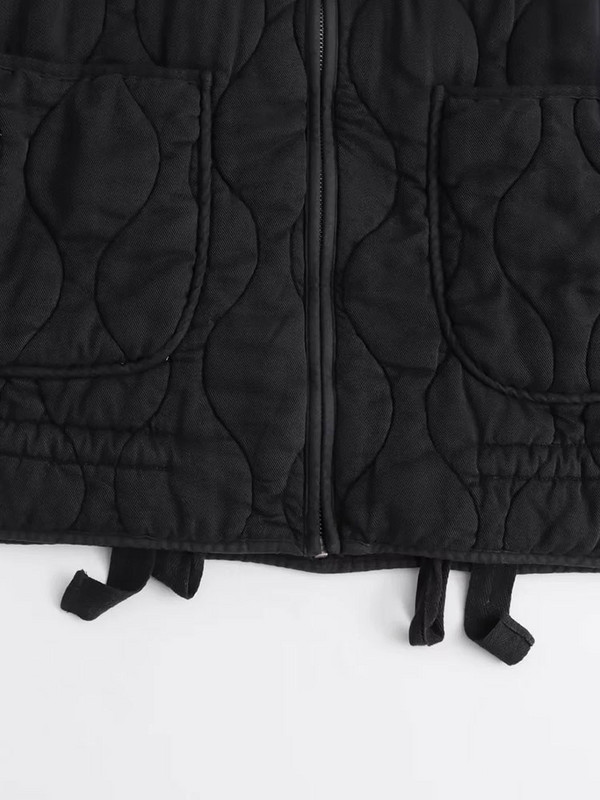 Nlzgmsj TRAF Prevelike ženske parke 2023. Zimske parke dugih rukava s velikim džepovima, labava prošivena podstavljena jakna Ženski kratki top pamučni kaput