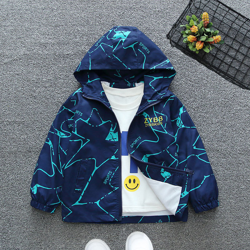 Modne jakne za dječake Proljeće Jesen Dječja kamuflažna gornja odjeća s kapuljačom i tankim patentnim zatvaračem za djecu 2-6 godina Vjetrovke Odjeća