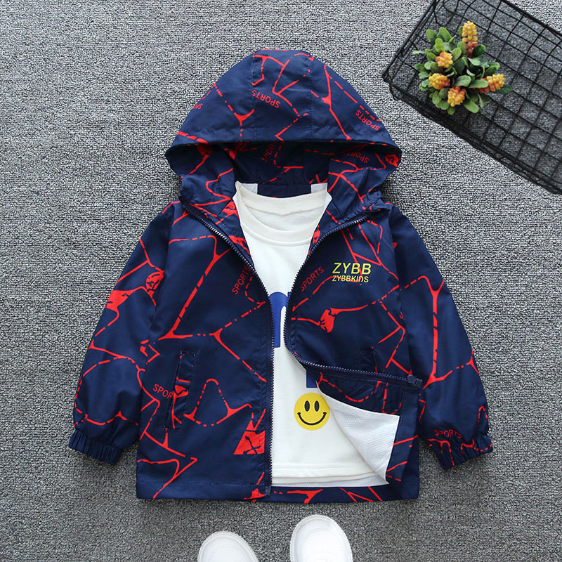 Modne jakne za dječake Proljeće Jesen Dječja kamuflažna gornja odjeća s kapuljačom i tankim patentnim zatvaračem za djecu 2-6 godina Vjetrovke Odjeća