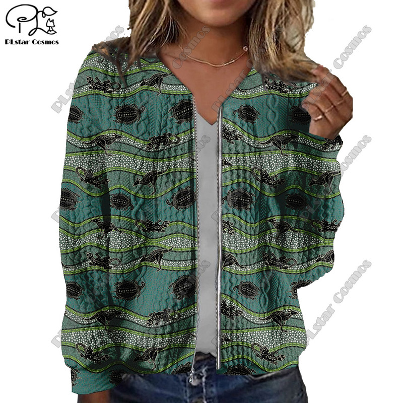 Nova ženska jakna s 3D printanom aboridžinskom serijom s otisnutim plemenskim uzorkom, ležerna, autentična ženska jakna Y-5