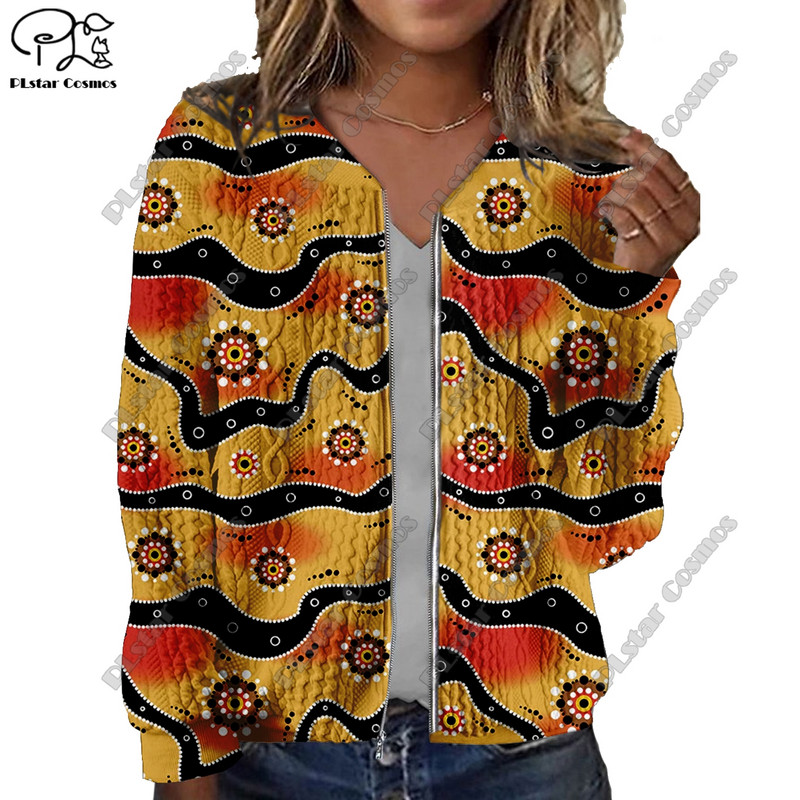 Nova ženska jakna s 3D printanom aboridžinskom serijom s otisnutim plemenskim uzorkom, ležerna, autentična ženska jakna Y-5
