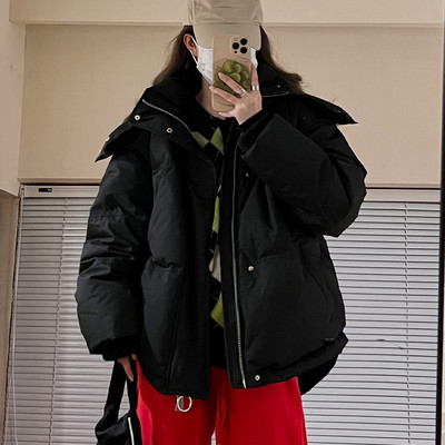 Deblji zimski kaput Ženska dolčevita s dugim rukavima Opuštena ženska jakna s kapuljačom 2023. Ulična jednobojna pamučna topla ženska parka