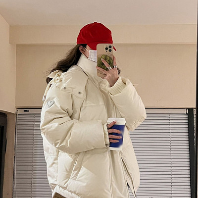 Deblji zimski kaput Ženska dolčevita s dugim rukavima Opuštena ženska jakna s kapuljačom 2023. Ulična jednobojna pamučna topla ženska parka