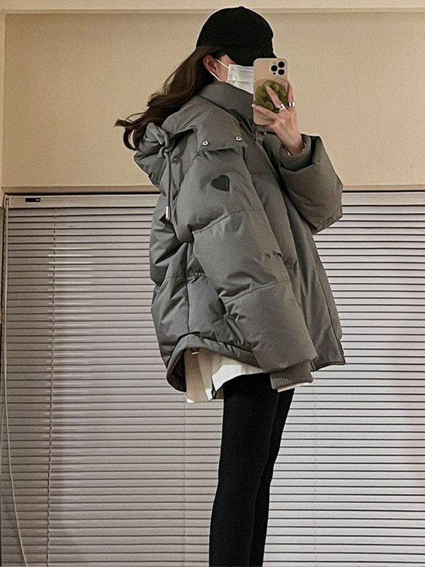 Deblji zimski kaput Ženska dolčevita s dugim rukavima Opuštena ženska jakna s kapuljačom 2023. Ulična jednobojna pamučna topla ženska parka