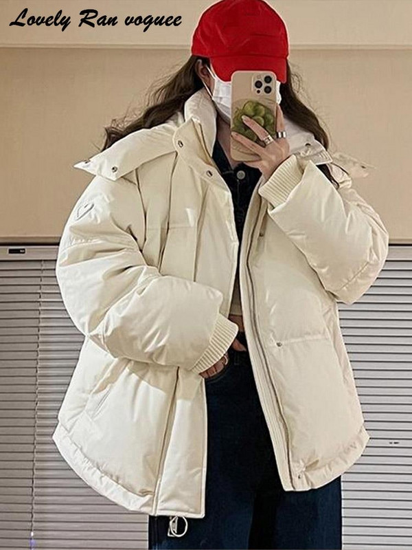 Deblji zimski kaput Ženska dolčevita s dugim rukavima Opuštena ženska jakna s kapuljačom 2023. Ulična jednobojna pamučna topla ženska parka